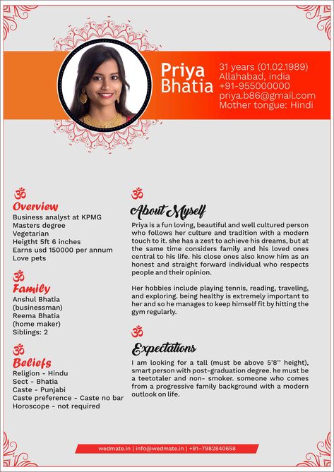 Single page biodata for girl, in which we have added About herself, expectation, overview, family and beliefs. This is very simple biodata with religious symbols. Elegant Dressing Table, Biodata Format Download, Marriage Biodata Format, Modern Dressing Table, Bio Data For Marriage, Biodata Format, Grocery Store Design, Bio Data, Respect People