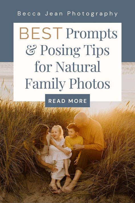 On my blog I share my favorite posing tips and family photo prompts to capture the joy of exploration and genuine connections during family photo sessions. Find more helpful photography business tips and hacks at beccajeanphotography.com Family Photo Prompts, Ideas For Family Photos, Photography Prompts, Beautiful Family Photos, Family Session Poses, Photo Shoot Tips, Prompts Ideas, Family Photoshoot Poses, Jean Photography