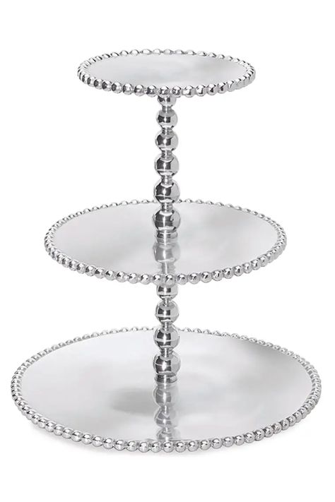 HCHV0 Mariposa Pearled 3-Tiered Cupcake Server Tiered Cupcake Stand, Pear And Almond Cake, Cupcake Tiers Stand, Wedding Cake Prices, Diy Cupcakes, Frame Tray, Cake Pricing, Dessert Stand, Tiered Stand