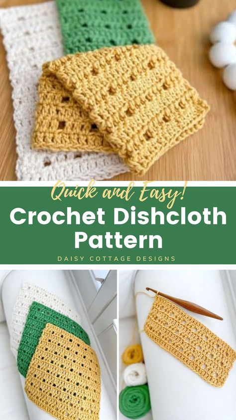 Crocheted Dishclothes Easy Patterns, Handmade Dish Cloths, Corner To Corner Crochet Dishcloth Free Pattern, Easy Dish Rag Crochet Pattern, Fast Easy Crochet Dishcloth, Quick Crochet Dishcloth, Crocheted Dish Rags, Easy Dish Cloths Crochet, Small Crochet Dishcloth Pattern