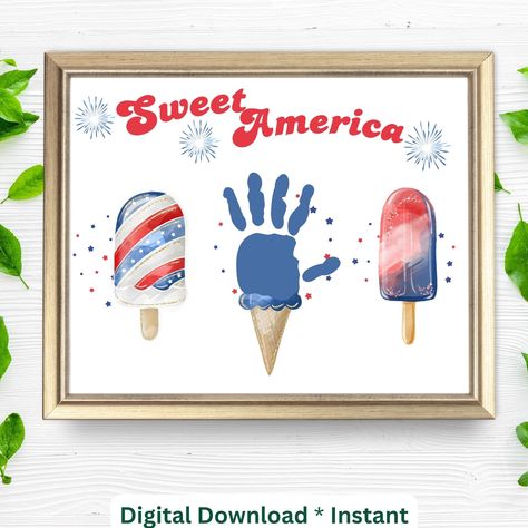 4th of July Handprint Art| Sweet America Footprint Art|4th of July Activity| Fourth of July Handprint Art| Independence Day Handprint Craft 4th Of July Handprint Art, July Handprint Art, Memory Book Gift, Baby Memory Book, Footprint Art, Handprint Craft, Book Gift, Handprint Art, Baby Memories