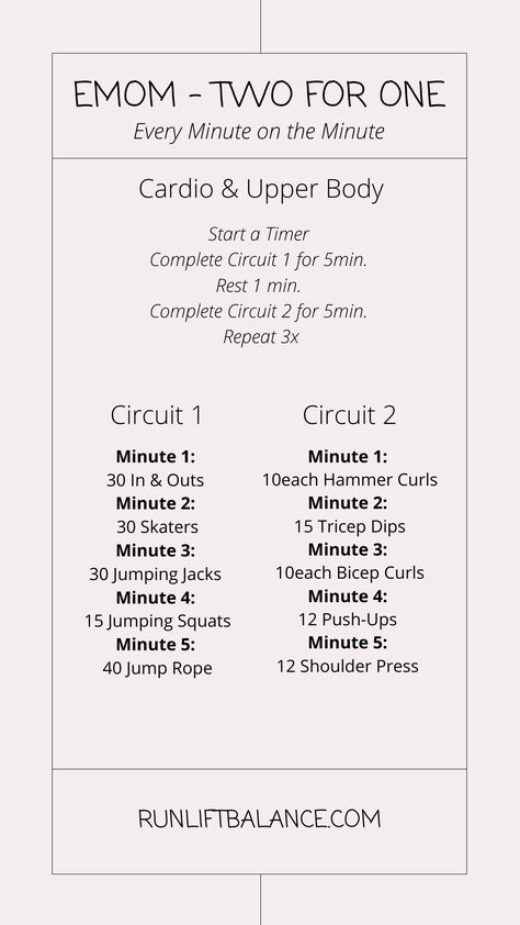 Upper Body Emom, Workout Circuits For Women, Emom Workout No Equipment, Emom Workout Weights, Upper Body Circuit Workout, Cardio Circuit Workout, Upper Body Weight Workout, Circuit Workout Gym, Gym Programs