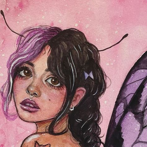 Melanie Martinez Butterfly, Melanie Martinez Drawings, Journal Therapy, Alice Liddell, Paint Inspo, Like Drawing, Fairy Illustration, Drawing Watercolor, Art Journal Therapy