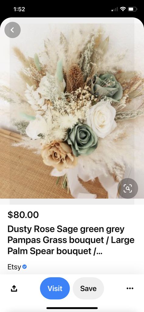 Sage Green Pampas Wedding, Sage Green And Pampas Grass Wedding, Pampas Grass Bouquet Wedding, Sage Wedding Bouquet, Boho Sage Green Wedding, Airport Wedding, Prom Flowers Bouquet, Grass Centerpiece, Forest Green Wedding