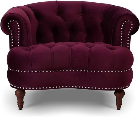 Amazon.com: Jennifer Taylor Home La Rosa Victorian Tufted Upholstered Accent Chair, Burgundy Velvet : Home & Kitchen Velvet Tufted Chair, Velvet Sofas, Jennifer Taylor, Tufted Chair, Burgundy Velvet, Beautiful Chair, Accent Chair, Poets, Sofa Couch