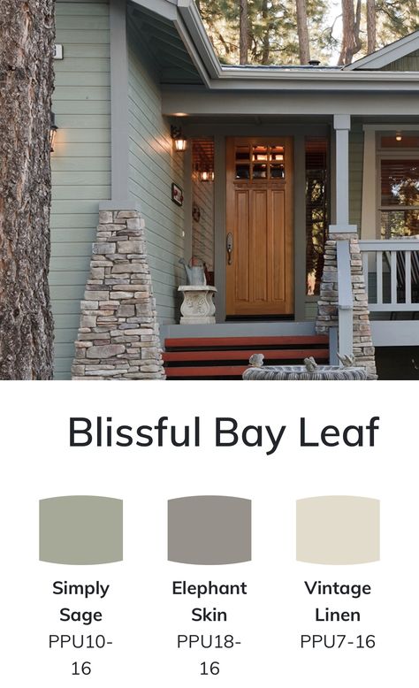 Exterior paint Neutral Exterior House Colors Farmhouse, Blue Green Siding House, White Exterior Home Color Schemes, Painted Cedar House Exterior, Earth Tone Exterior Paint Colors For House, Green Exterior Accent Colors, Exterior House Colors Behr Paint, Pretty House Colors Exterior Paint, Neutral Green House Exterior