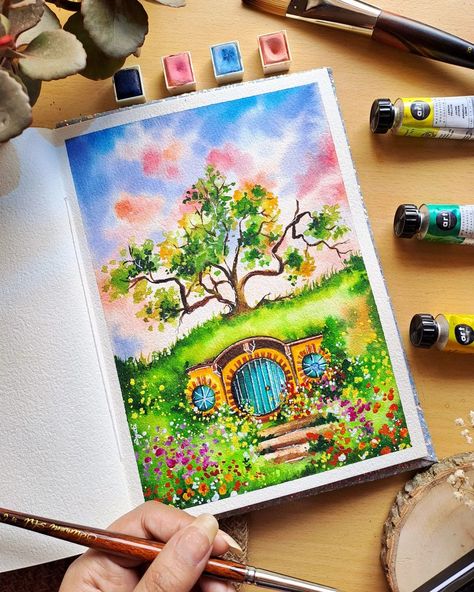 It didn't turn out the way I wanted it to be, but at least it turned out to be something🏵 . . Dear Pallavi, Where ever you are right now, … | Instagram Incredible India Painting Ideas, Krishna Watercolor Painting Easy, Radhe Krishna Water Colour Painting, Save Water In Daily Use Painting, Watercolour Notebook, Water Colour Rainy Season Painting, Watercolor Tubes, Watercolor Negative Painting, Clo 3d