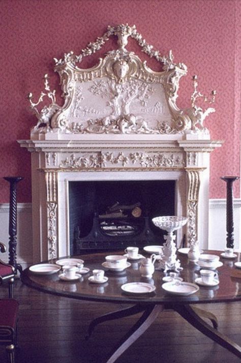 Rococo plasterwork at Ragley Hall-the fireplace is so beautiful! Louise Glass Rococo Interior, Fireplace Style, Classic Fireplace, Rococo Furniture, Pretty Furniture, French Fireplace, Georgian Interiors, Rustic Fireplaces, Antique Fireplace