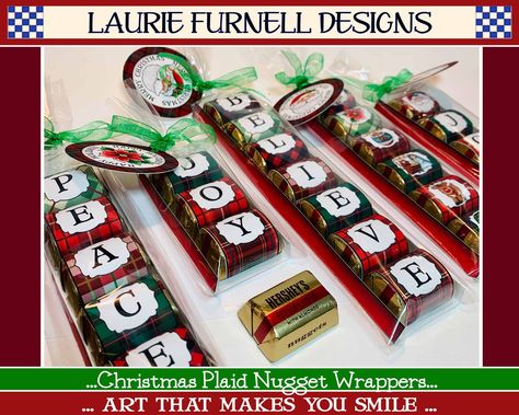 Christmas Hershey Nugget Wrappers Easy Stocking Stuffer | Etsy Christmas Nugget, Nugget Wrappers, Wrappers Diy, Christmas Wrapper, Laurie Furnell, Diy Stocking, Hershey Nugget, Christmas Candy Gifts, Diy Stocking Stuffers