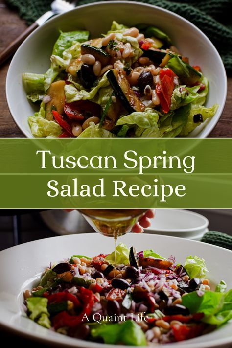 Tuscan spring salad is a vibrant filling salad with flavors of Tuscany and a freshness that is hard to resist. Tuscan Salad, Tuscany Food, Spring Salad Recipes, Fresh Salad, Spring Salad, Garbanzo Beans, Fresh Bread, Cooked Vegetables, Fresh Rosemary