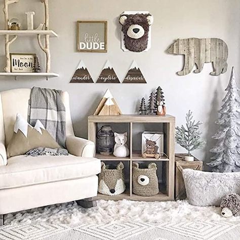 Baby Room Boy, Baby Nursery Inspiration, Baby Boy Room Nursery, Bear Head, Baby Room Design, Nursery Baby Room, Woodland Nursery Decor, Baby Bedroom, Nursery Inspiration