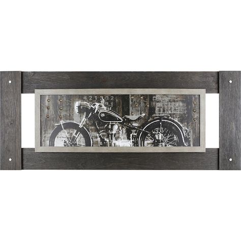 Home Accessories - Vintage Motorcycle – 54" x 22" Vintage Motorcycle Art, Stucco Texture, Motorcycle Wall Art, Paper Construction, Motorcycle Sports, Rustic Wood Decor, Background Frame, Moto Vintage, Brown Wall Art