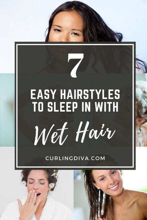 Bedtime Hairstyles Wet Hair, Safe Hairstyles For Wet Hair, Hairstyles For Bed Wet Hair, Short Hair Bedtime Hairstyles, Styling Wet Hair Overnight, Ways To Style Wet Hair Overnight, Sleep With Wet Hair Tips, How To Go To Bed With Wet Hair, Overnight Wet Hairstyles