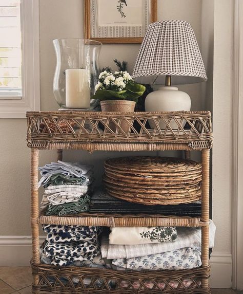 Blue And White Home Decor French Country, Nancy Meyers Aesthetic Bathroom, Wicker Basket Storage Ideas, Country Girl Home, Nancy Myers, French Style Homes, Nancy Meyers, Wicker Baskets Storage, Coastal Grandma