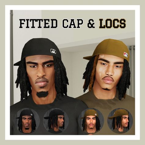 FITTED CAP & LOCS | Patreon Sims 4 Afro Hair, Sims 4 Men Clothing, Sims 4 Hair Male, Sims 4 Male Clothes, Sims 4 Tsr, Sims 4 Black Hair, Sims 4 Cas Mods, Play Sims 4, Sims Packs