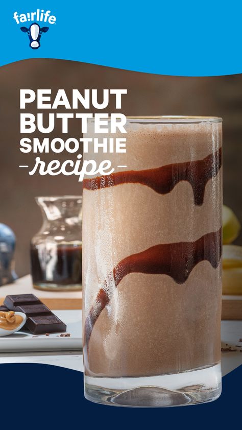 Chocolate, peanut butter, and fairlife ultra-filtered milk with 50% more protein than regular chocolate milk. Try our Chocolate Peanut Butter Smoothie recipe today. Protein Milk Recipes, Fairlife Chocolate Milk Recipes, Chocolate Fairlife Recipes, Peanut Smoothie, Chocolate Peanut Butter Smoothie Recipes, Chocolate Smoothie Recipe, Recipes Enchiladas, Simple Lasagna, Fairlife Milk