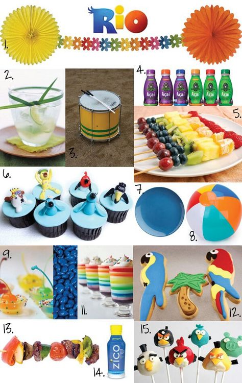 Rio Themed Birthday Party Brazilian Party, Rio Birthday Parties, Film Rio, Rio Party, Movie Theme Birthday Party, Rio Movie, Movie Themed Party, Movie Birthday, Tropical Party