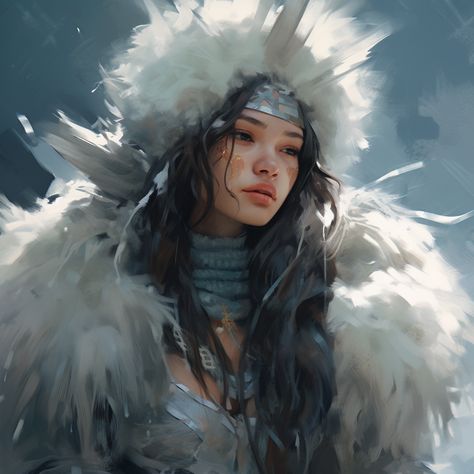 Inuit Character Art, Winter Concept Art Character, Body Markings Character Design, Inuit Drawing, Inuit Character Design, Scavenger Character, Winter Character Design, Winter Character, Viking Character