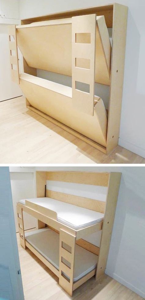 Murphy Bunk Beds, Space Saving Bunk Bed, Murphy Bed Ikea, Murphy Bed Plans, Bunk Beds With Stairs, Bunk Bed Designs, Kids Bunk Beds, Folding Beds, Murphy Bed