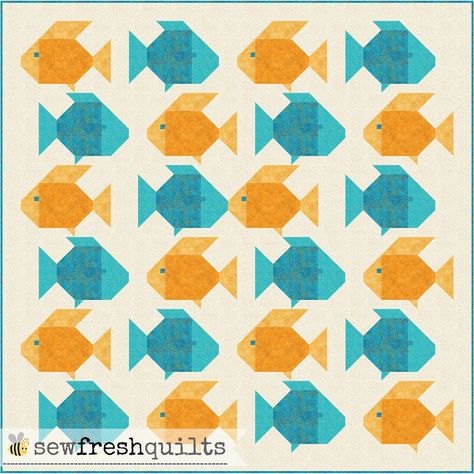 A modern quilt blog focused on practical tutorials and quilting tips. Fish Quilt Pattern, Granny Square Quilt, Fish Quilt, Modern Patchwork, Yellow Quilts, Black Birds, The Quilt Show, Cute Quilts, Animal Quilts