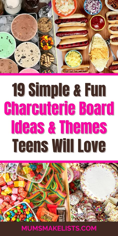 19 Simple & Fun Charcuterie Boards Teens Will Love Snack Themed Birthday Party, Easy Snacks For Birthday Party, Teenage Charcuterie Board, Charcuterie Board For Teens, Teen Charcuterie Board Ideas, Teenager Party Food, Teen Charcuterie Board, Kids Charcuterie Board Birthday, Party Food Board Ideas