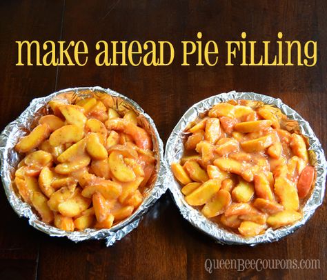 Make ahead pie filling – freeze in pie plates, it’s ready to go Peach Cobbler Filling To Freeze, How To Freeze Peaches For Pie, Peach Pie Filling To Freeze, Freeze Peaches For Pie, Preserve Peaches, Peach Pie Filling Recipes, Peel Peaches, Freezing Peaches, Frozen Peaches