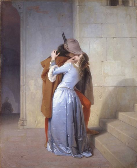 Il significato de "Il bacio" di Francesco Hayez custodito nella Pinacoteca di Brera ⋆ I Love Visit Italy Romanticism Paintings, Famous Art Paintings, Art Mini Toile, Romantic Paintings, Francisco Goya, Salon Art, Art Classique, The Kiss, Famous Art