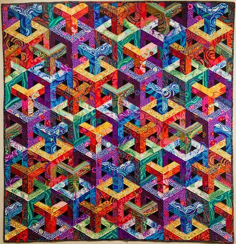 Kits Esher Quilts, Escher Quilt Patterns Free, 3d Quilts Optical Illusions Free Pattern, Escher Quilt Patterns, 3d Cube Quilt Pattern, Escher Cubed Quilt Pattern, Escher Quilt, Crazy Quilt Patterns, Quilting A Kaleidoscope Quilt