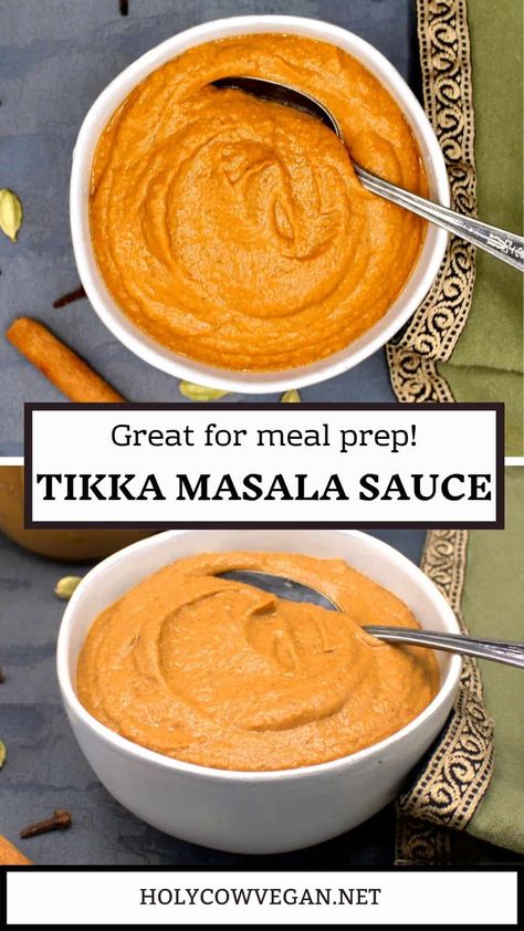 This homemade Indian tikka masala sauce, with its vibrant color and vivid flavors, is perfect for meal prep. Set aside just 30 minutes to make a batch with tomatoes, onions and a few simple spices, then enjoy a restaurant-style tikka masala dish whenever the craving strikes! Tikka Masala Sauce Recipe, Indian Meal Prep, Easy Tikka Masala, Indian Tikka Masala, Tika Masala, Indian Sides, Indian Sauces, Mediterranean Recipes Healthy, Tikka Masala Sauce