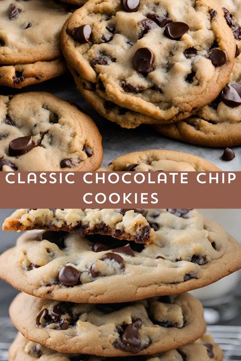 Indulge in the timeless delight of Classic Chocolate Chip Cookies! These golden-brown treats boast a perfect balance of buttery softness and irresistible chocolatey goodness. Whip up a batch of these iconic cookies for a sweet taste of nostalgia. Easy-to-follow recipe for a moment of homemade bliss. 🍪✨ #ChocolateChipCookies #Baking #HomemadeTreats #myskinnyrecipes Hershey’s Chocolate Chip Cookies, Types Of Chocolate Chip Cookies, Blue Ribbon Chocolate Chip Cookies, Albertsons Chocolate Chip Cookies Recipe, Great American Cookie Recipe Sugar, Ooey Gooey Chocolate Chip Cookies, Old Fashion Chocolate Chip Cookies, Good Chocolate Chip Cookies Recipes, Chocolate Chip Cookies No Baking Soda