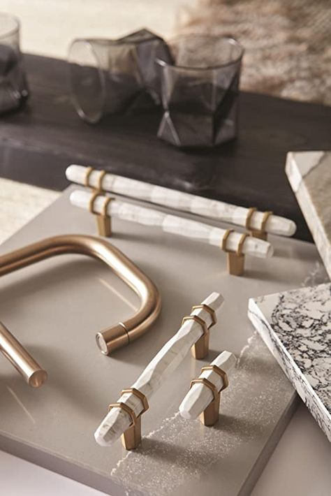 Brush Brass Kitchen Hardware, Brushed Brass Kitchen Hardware, Champagne Bronze Kitchen, Brass Kitchen Hardware, Champagne Bronze Hardware, Main Door Handle, Kitchen 2023, Dark Brown Cabinets, Bronze Cabinet Pulls