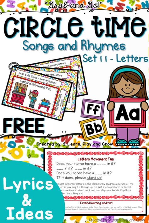 Download your FREE set of "grab and go" song cards NOW!  This is set focuses completely on letters and letter sounds.  These song cards will have your kids moving and using their brain power in fun and interactive ways.  Best part, they are completely free, so get yours now! Circle Time Games, Song Cards, Preschool Easter, Circle Time Songs, Kindergarten Songs, Circle Time Activities, Activities Kindergarten, Preschool Circle Time, Prek Classroom