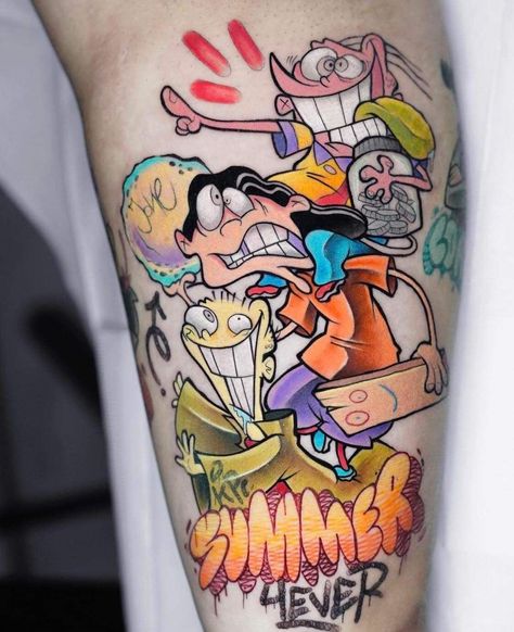 90s Cartoon Tattoos Sleeve, Cartoon Network Tattoo Ideas, Cartoon Network Tattoo, 90s Tattoo Ideas, Light Tattoos, People With Tattoos, Tattoo Memes, Casino Tattoo, Mangas Tattoo