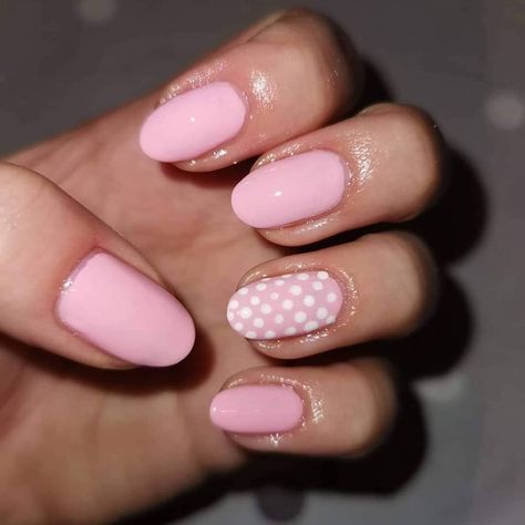 Pokadot Nails Short, Pink Polka Dot Nails, Polka Dot Nail Designs, Dot Nail Designs, Polka Dot Nail Art, Spring Break Nails, Light Pink Nails, Broken Nails, Square Nail Designs