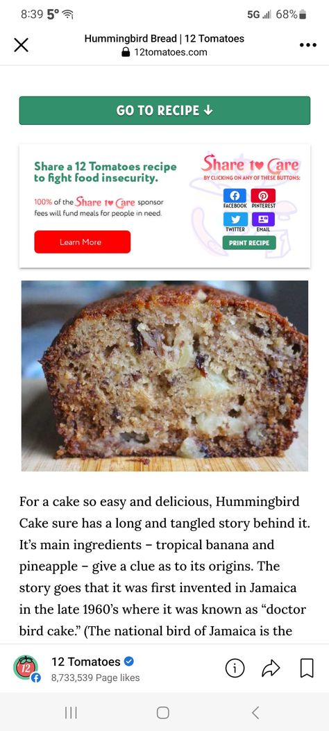 Hummingbird Bread Recipe 12 Tomatoes, Bread Deserts, Hummingbird Bread Recipe, Hummingbird Bread, Sweet Muffins, 12 Tomatoes Recipes, Baker Man, Delish Desserts, Sweet Muffin