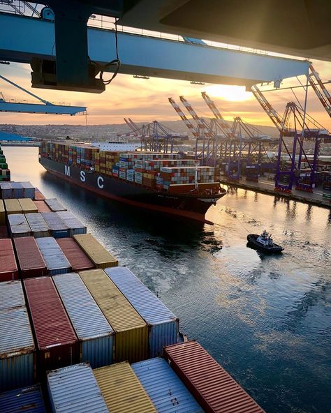 Port of Los Angeles on Instagram: “A view from the top: A tugboat guides a ship through the Pier 300/400 channel at the Port of Los Angeles. Photo by @mr.goodlife1974.…” Ship Captain Aesthetic, Port Aesthetic, A View From The Top, Ship Port, San Pedro California, Independence Day Drawing, Shipping Design, Storyboard Template, The Legend Of Sleepy Hollow