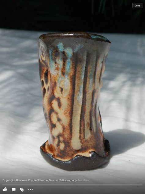 Coyote ice Blue over Coyote Shino Coyote Clay Glaze Combinations, Coyote Archies Base Glaze, Coyote Seafoam Satin Glaze, Coyote Shino Glazes, Coyote Glazes, Coyote Sitting, Clay Glazing, Mayco Glaze, Pottery Tutorials