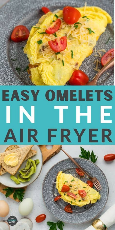 Healthy Breakfast In Air Fryer, Air Fry Omelet, Air Fryer Healthy Breakfast Recipes, Air Fryer Egg Breakfast, Air Fryer Omelette Recipe, Air Fryer Egg Recipes, Air Fryer Casserole Recipes, Breakfast Ideas Air Fryer, Air Fryer Omelette