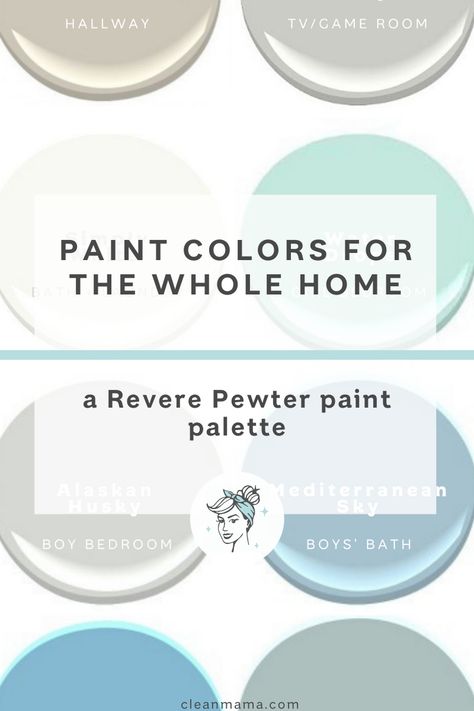 Revere Pewter Color Scheme, Revered Pewter Color Scheme, Revere Pewter Coordinating Colors, Revere Pewter Paint, Neutral Paint Colors Benjamin Moore, Pewter Paint, Clean Mama, Paint Store, Choosing Paint Colours