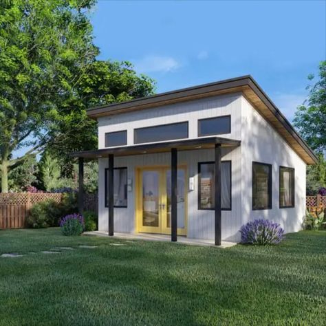 mighty small homes modern model accessory dwelling unit ADU Prefab Adu, Stillwater Dwellings, Timber Frame Cottage, Small House Kits, Sip House, Mother In Law Cottage, Farmhouse Sheds, Cottage Kits, Cedar Shingle Roof