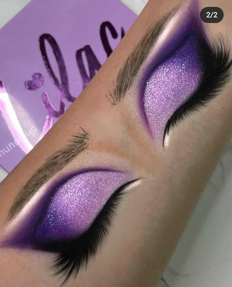 Formal Purple Makeup, Color Pop Amethyst Eyeshadow Looks, Purple Eye Makeup Step By Step, Drag Makeup Purple, Makeup Ideas With Purple, Purple Carnival Makeup, Purple Stage Makeup, Purple Sparkle Makeup, Purple Eye Makeup Hooded Eyes