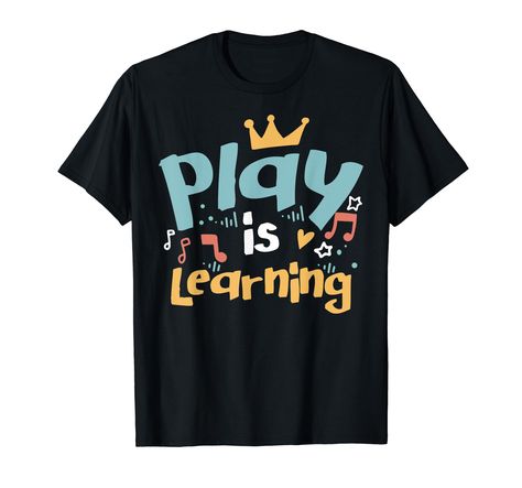 PRICES MAY VARY. This early learning design is a perfect education gift for elementary school kids, and homeschooling. With its unique dotted white writing, its a great gift for preschool teachers and kids and kindergartners. The Play is Learning writing on this design emphasizes that playing is an important component of kids learning process. It encourages kids to play, and teachers to consider it as best teaching approach. Lightweight, Classic fit, Double-needle sleeve and bottom hem Learning Writing, Preschool Teacher Gifts, Preschool Teachers, Gifted Education, Learning Design, Preschool Teacher, School Kids, Learning Process, Early Learning