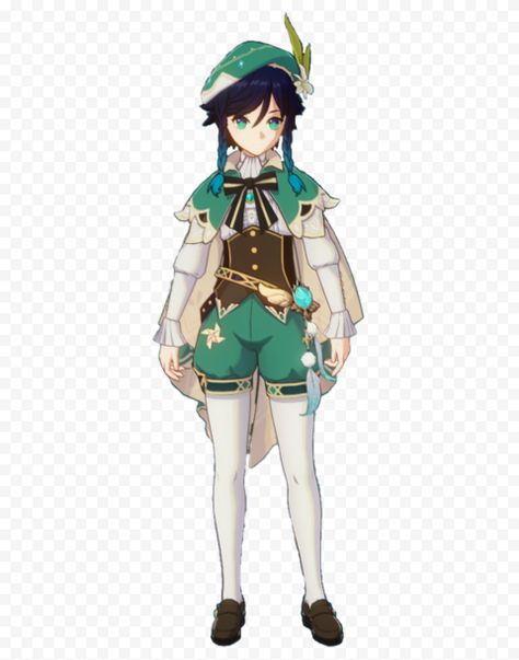 Venti Transparent Png, Venti Full Body Genshin Impact, Venti Outfit, Venti Genshin Impact, Original Background, Blue Emoji, Green Characters, Game Png, Free Overlays