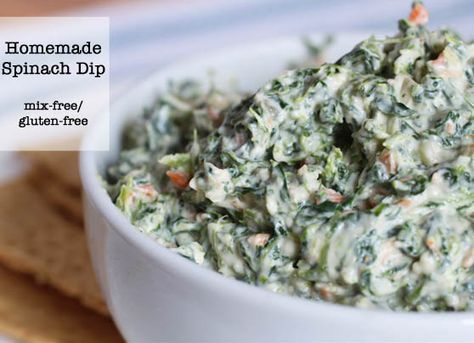 How to Make Homemade Spinach Dip - Gluten-Free Baking - we made it with diary free yogurt and no Parmesan Homemade Spinach Dip, Healthy Spinach Dip, Recipes For Game Day, Super Easy Appetizers, Spinach Dip Recipe, Classic Appetizers, Healthy Dips, Healthy Family Meals, Spinach Dip