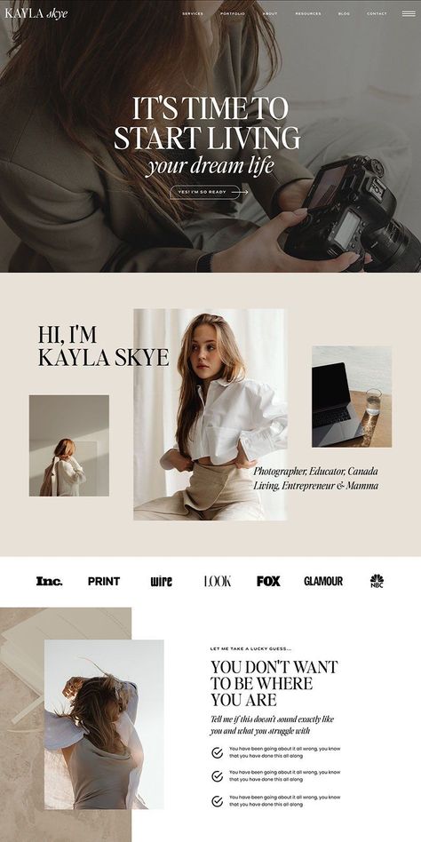 Coach Website Design, Elegant Website Design, Luxury Website, Website Design Inspiration Layout, Photography Website Design, Showit Template, Business Fonts, Showit Website Template, Modern Website Design