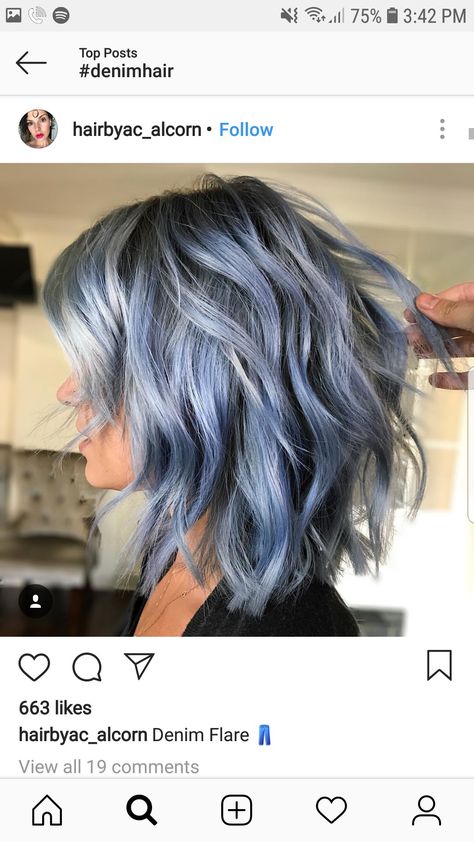 Silver Blue Hair, Blue Grey Hair, Blue Hair Highlights, Edgy Hair Color, Denim Hair, Pulp Riot Hair Color, Pulp Riot Hair, Pulp Riot, Boring Hair