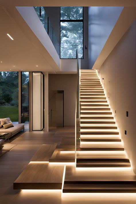 LED Strip Lighting Ideas to Amplify the Beauty of Your Staircase Lights Under Stairs, Stairs Lighting Ideas, Led Strip Lighting Ideas, Strip Lighting Ideas, Staircase Lighting Ideas, Diy Lighting Ideas, Creative Lighting Ideas, Stairs Lighting, Lighting Hacks