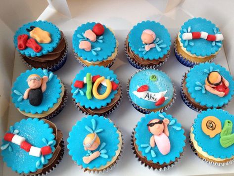 Swim Cupcakes, Swim Party Cupcakes, Swimming Cupcakes, Pool Party Cupcakes, Pool Cupcakes, Swimming Pool Cake, Beach Theme Cupcakes, Swimming Cake, Pool Party Ideas