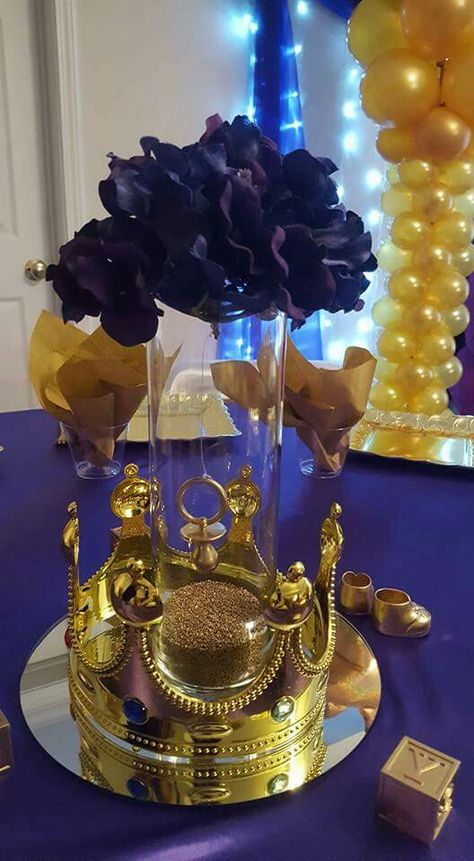 Prince Theme Centerpieces, Royal Prince Centerpiece Ideas, Royalty Centerpieces, Royal Centerpiece Ideas, Crown Centerpiece Ideas, Prince Centerpieces, Verified Badge, Prince Baby Shower Decorations, Royalty Baby Shower