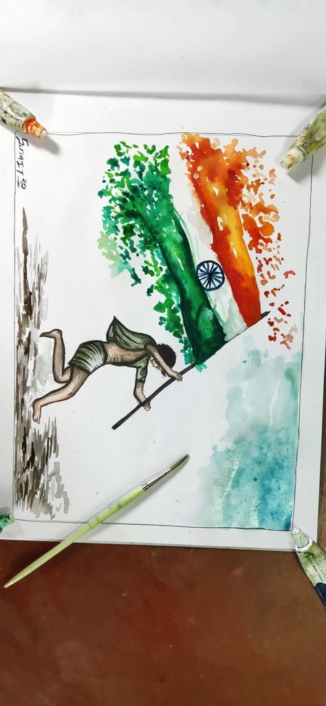 Indpandes Day Drawing, Independent Day Sketch, Indian Independence Day Drawing Ideas, Independence Day Drawing Ideas Creative, Har Ghar Tiranga Drawing, Independence Day Painting Competition, Independence Day Drawing Pencil, National Integration Drawings, Indipendente Day Drawing Idea